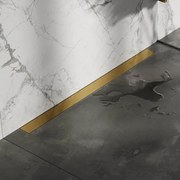 Brauer Douchegoot - 90x7.5cm - muurflens - tegelinlegrooster omkeerbaar - RVS - geborsteld goud DR-MRFW90GG