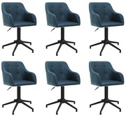 vidaXL Eetkamerstoelen draaibaar 6 st stof blauw