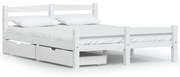 vidaXL Bedframe met 2 lades massief grenenhout wit 140x200 cm