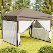 vidaXL Partytent inklapbaar met zijwanden 3x3 m taupe