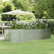 vidaXL Plantenbak 291x140x68 cm gepoedercoat staal zilverkleurig