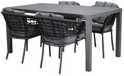 Singapore Ardore dining tuinset 180x90xH75 cm 5 delig antraciet rope aluminium