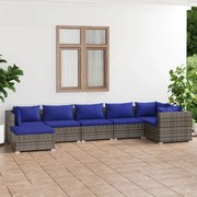 vidaXL 7-delige Loungeset met kussens poly rattan grijs