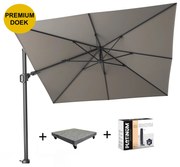 Challenger T2 premium zweefparasol 300x300 cm manhattan  met 90 KG voet en hoes