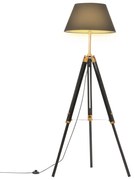 vidaXL Vloerlamp driepoot 141 cm massief teakhout zwart en goudkleurig