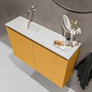 Mondiaz Ture 80cm toiletmeubel ocher met wastafel talc links geen kraangat