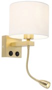 Smart wandlamp goud met witte kap incl. Wifi A60 - Brescia