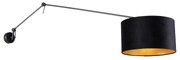 Wandlamp zwart met velours kap zwart 35 cm verstelbaar - Blitz Modern E27 Binnenverlichting Lamp