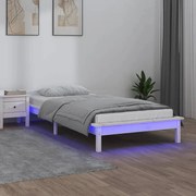 vidaXL Bedframe LED massief hout wit 75x190 cm 2FT6 Small Single