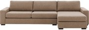 Goossens Hoekbank Lucca Met Chaise Longue bruin, stof, 3-zits, stijlvol landelijk