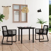 vidaXL 3-delige Tuinset PVC-rattan zwart