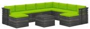 vidaXL 11-delige Loungeset pallet met kussens massief grenenhout