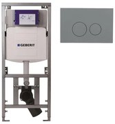 Geberit Inbouwreservoir UP320 met QeramiQ push bedieningsplaat - dualflush - ronde knoppen - kunststof licht grijs SW1102374/0701131