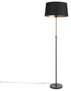 Vloerlamp zwart met zwarte kap 45 cm verstelbaar - Parte Klassiek / Antiek E27 cilinder / rond rond Binnenverlichting Lamp