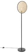 Landelijke vloerlamp zwart met rotan 35 cm - KataOosters E27 rond Binnenverlichting Lamp