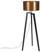 Vloerlamp zwart met koperen kap 50 cm - Puros Landelijk / Rustiek, Modern E27 rond Binnenverlichting Lamp