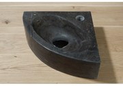 Forzalaqua Turino hoekftontein 30x30x10cm 1 kraangat zonder kraan natuursteen Hardsteen gezoet 100021