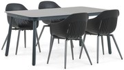 Tuinset 4 personen 160 cm Aluminium Zwart Lifestyle Garden Furniture Lissabon/Tavano