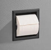 Saniclear Nero inbouw toiletrol houder zonder klep mat zwart