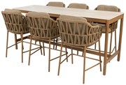 4 Seasons Outdoor Biarritz high dining set met Soho tafel 220 cm Tuinstoel   beige weerbestendig
