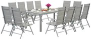 Garden Point lichtgrijze aluminium tuinmeubelen met grote Polywood Verona tafel voor 12 personen