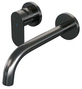Brauer Gunmetal Edition Wastafelmengkraan inbouw - gebogen uitloop rechts - hendel breed plat - model C2 PVD - geborsteld gunmetal 5-GM-083-B3-65