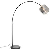 Booglamp zwart met goud met smoke glas - Zuzanna Modern E27 Binnenverlichting Lamp