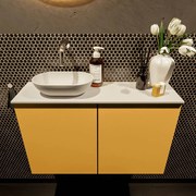 Mondiaz Fowy toiletmeubel 80cm ocher met witte waskom links zonder kraangat