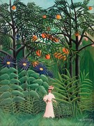 Kunstreproductie Walking in the Exotic Forest, Henri Rousseau