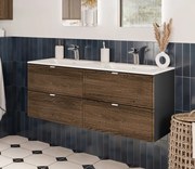 Comad Talia Casella badkamermeubel 120cm met dubbele wit wastafel eiken/zwart