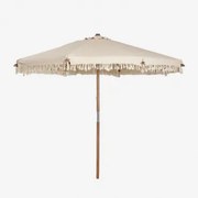 Tongariki Teak En Katoenen Parasol Ø300 Cm & Tumanggal Blanco - Sklum