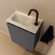 Mondiaz Ture DLux toiletmeubel 40cm dark grey met wastafel ostra links met kraangat