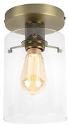 Moderne plafondlamp brons met glas - Dome