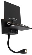 Moderne wandlamp zwart met USB en flexarm - Flero