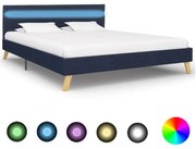 vidaXL Bedframe met LED stof blauw 140x200 cm