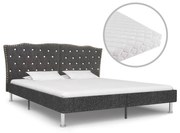 vidaXL Bed met matras stof donkergrijs 180x200 cm