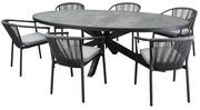 Ohio Apollo dining tuinset 241x116xH74 cm 7 delig antraciet keramiek