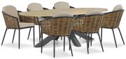 Tuinset 6 personen 240 cm Aluminium/wicker Grijs Lifestyle Garden Furniture Nice/Brookline