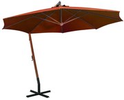 vidaXL Zweefparasol met paal 3,5x2,9 m massief vurenhout terracotta