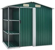 vidaXL Tuinschuur met rek 205x130x183 cm ijzer groen