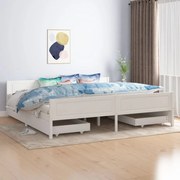 vidaXL Bedframe met 4 lades massief grenenhout wit 200x200 cm