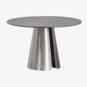 Ronde Eettafel Ø120 Cm Van Roestvrij Staal Baelor Groen Marmer Udaipur - Sklum