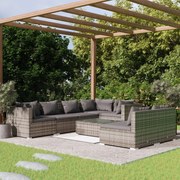 vidaXL 8-delige Loungeset met kussens poly rattan grijs