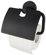 Haceka Kosmos Toiletrolhouder - met klep - mat zwart 1208518