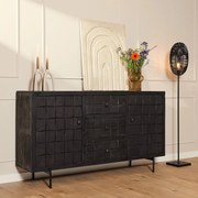 Starfurn Brandy Black Dressoir Industrieel Design Zwart Mangohout 160 Cm - 160x40x90cm.