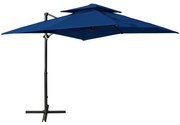 vidaXL Zweefparasol met dubbel dak 250x250 cm azuurblauw