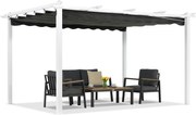 Barbados terraspergola 3x4 m Garden Point wit-antraciet