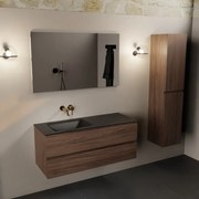 Mondiaz Aivy badmeubel 120cm mocha met wastafel solid surface urban links zonder kraangat en spiegel