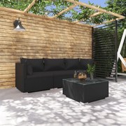 vidaXL 4-delige Loungeset met kussens poly rattan zwart