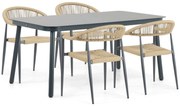 Tuinset 4 personen 160 cm Aluminium/rope Taupe Lifestyle Garden Furniture Granada/Tavano
